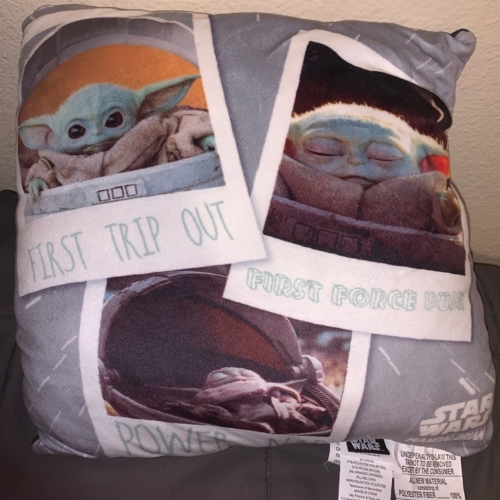 Star Wars Baby Yoda Pillow - Gray and Blue